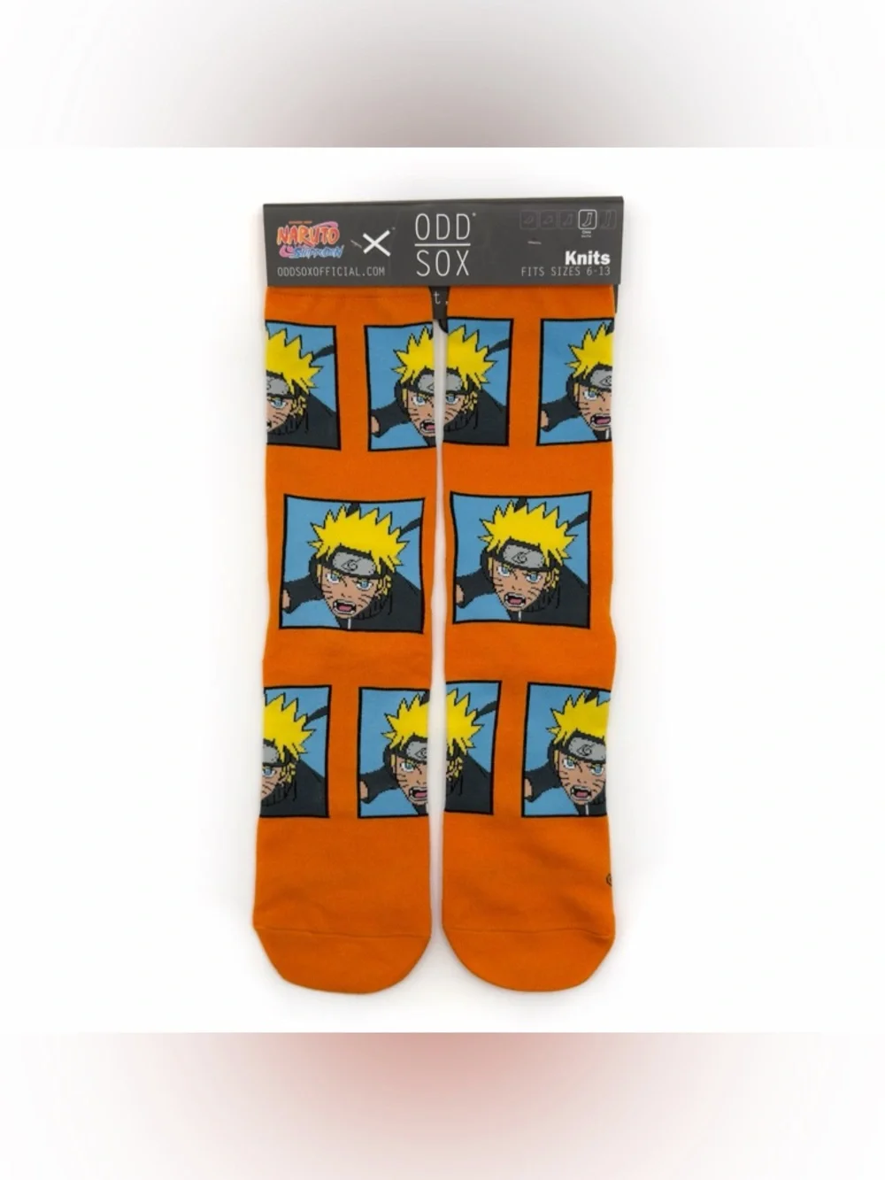 Odd Sox Naruto Shippuden Crew Socks Mens Womens Anime Cartoon Orange Fun Gift